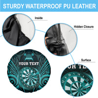 Personalised New Zealand Darts Spare Tire Cover Turquoise Dart Board Maori Pattern LT05 - Polynesian Pride