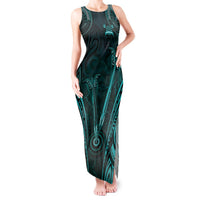 Personalised New Zealand Darts Tank Maxi Dress Turquoise Dart Board Maori Pattern LT05 Women Turquoise - Polynesian Pride