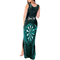 Personalised New Zealand Darts Tank Maxi Dress Turquoise Dart Board Maori Pattern LT05 - Polynesian Pride