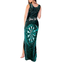 Personalised New Zealand Darts Tank Maxi Dress Turquoise Dart Board Maori Pattern LT05 - Polynesian Pride