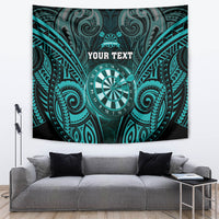 Personalised New Zealand Darts Tapestry Turquoise Dart Board Maori Pattern LT05 Turquoise - Polynesian Pride