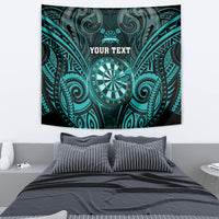Personalised New Zealand Darts Tapestry Turquoise Dart Board Maori Pattern LT05 - Polynesian Pride