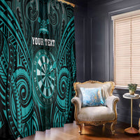 Personalised New Zealand Darts Window Curtain Turquoise Dart Board Maori Pattern LT05 - Polynesian Pride