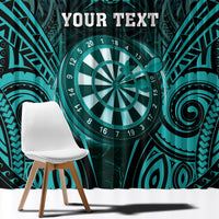 Personalised New Zealand Darts Window Curtain Turquoise Dart Board Maori Pattern LT05 - Polynesian Pride