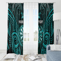Personalised New Zealand Darts Window Curtain Turquoise Dart Board Maori Pattern LT05 - Polynesian Pride