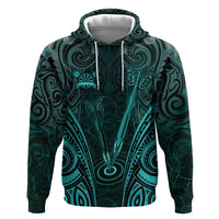 Personalised New Zealand Darts Zip Hoodie Turquoise Dart Board Maori Pattern