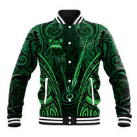 Personalised New Zealand Darts Baseball Jacket Green Dart Board Maori Pattern LT05 Unisex Green - Polynesian Pride