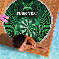 Personalised New Zealand Darts Beach Blanket Green Dart Board Maori Pattern LT05 - Polynesian Pride