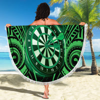 Personalised New Zealand Darts Beach Blanket Green Dart Board Maori Pattern LT05 - Polynesian Pride