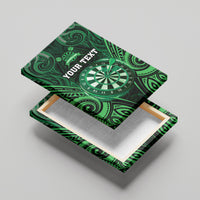 Personalised New Zealand Darts Canvas Wall Art Green Dart Board Maori Pattern LT05 - Polynesian Pride