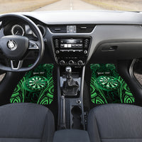 Personalised New Zealand Darts Car Mats Green Dart Board Maori Pattern LT05 Set 2pcs - Front Green - Polynesian Pride