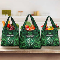 New Zealand Darts Personalised Grocery Bag Green Dart Board Maori Pattern LT05 3-pack One Size Green - Polynesian Pride
