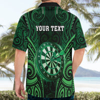 Personalised New Zealand Darts Hawaiian Shirt Green Dart Board Maori Pattern LT05 - Polynesian Pride