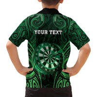 Personalised New Zealand Darts Hawaiian Shirt Green Dart Board Maori Pattern LT05 - Polynesian Pride