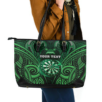 Personalised New Zealand Darts Leather Tote Bag Green Dart Board Maori Pattern LT05 - Polynesian Pride