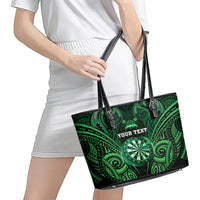 Personalised New Zealand Darts Leather Tote Bag Green Dart Board Maori Pattern LT05 - Polynesian Pride