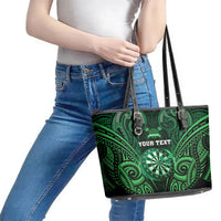 Personalised New Zealand Darts Leather Tote Bag Green Dart Board Maori Pattern LT05 - Polynesian Pride