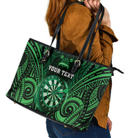 Personalised New Zealand Darts Leather Tote Bag Green Dart Board Maori Pattern LT05 - Polynesian Pride