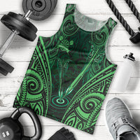 Personalised New Zealand Darts Men Tank Top Green Dart Board Maori Pattern LT05 - Polynesian Pride