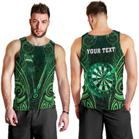 Personalised New Zealand Darts Men Tank Top Green Dart Board Maori Pattern LT05 - Polynesian Pride