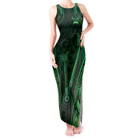 Personalised New Zealand Darts Tank Maxi Dress Green Dart Board Maori Pattern LT05 Women Green - Polynesian Pride