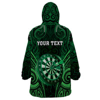 Personalised New Zealand Darts Wearable Blanket Hoodie Green Dart Board Maori Pattern LT05 - Polynesian Pride