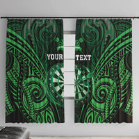 Personalised New Zealand Darts Window Curtain Green Dart Board Maori Pattern LT05 With Hooks Green - Polynesian Pride