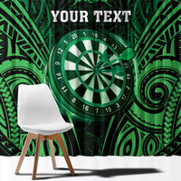 Personalised New Zealand Darts Window Curtain Green Dart Board Maori Pattern LT05 - Polynesian Pride