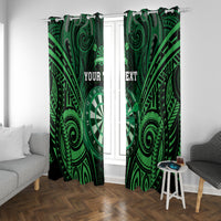 Personalised New Zealand Darts Window Curtain Green Dart Board Maori Pattern LT05 With Grommets Green - Polynesian Pride