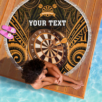 Personalised New Zealand Darts Beach Blanket Gold Dart Board Maori Pattern LT05 - Polynesian Pride