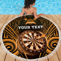 Personalised New Zealand Darts Beach Blanket Gold Dart Board Maori Pattern LT05 - Polynesian Pride