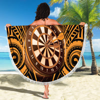 Personalised New Zealand Darts Beach Blanket Gold Dart Board Maori Pattern LT05 - Polynesian Pride