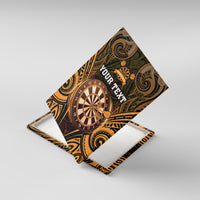 Personalised New Zealand Darts Canvas Wall Art Gold Dart Board Maori Pattern LT05 With Frame Gold - Polynesian Pride