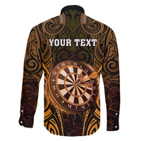 Personalised New Zealand Darts Family Matching Mermaid Dress and Hawaiian Shirt Gold Dart Board Maori Pattern LT05 - Polynesian Pride