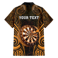 Personalised New Zealand Darts Hawaiian Shirt Gold Dart Board Maori Pattern LT05 - Polynesian Pride