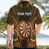 Personalised New Zealand Darts Hawaiian Shirt Gold Dart Board Maori Pattern LT05 - Polynesian Pride