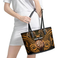 Personalised New Zealand Darts Leather Tote Bag Gold Dart Board Maori Pattern LT05 - Polynesian Pride