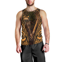 Personalised New Zealand Darts Men Tank Top Gold Dart Board Maori Pattern LT05 - Polynesian Pride