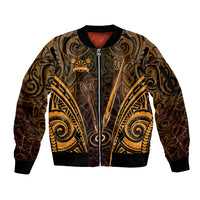 Personalised New Zealand Darts Sleeve Zip Bomber Jacket Gold Dart Board Maori Pattern LT05 Unisex Gold - Polynesian Pride