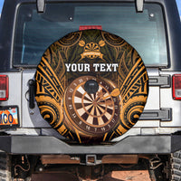 Personalised New Zealand Darts Spare Tire Cover Gold Dart Board Maori Pattern LT05 Gold - Polynesian Pride