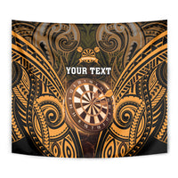 Personalised New Zealand Darts Tapestry Gold Dart Board Maori Pattern LT05 - Polynesian Pride