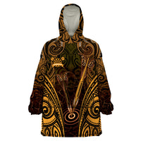Personalised New Zealand Darts Wearable Blanket Hoodie Gold Dart Board Maori Pattern LT05 One Size Gold - Polynesian Pride