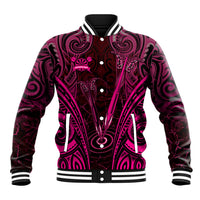 Personalised New Zealand Darts Baseball Jacket Pink Dart Board Maori Pattern LT05 Unisex Pink - Polynesian Pride