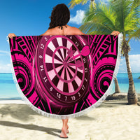 Personalised New Zealand Darts Beach Blanket Pink Dart Board Maori Pattern LT05 - Polynesian Pride