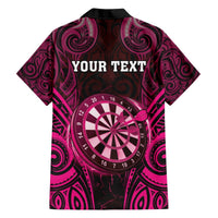 Personalised New Zealand Darts Hawaiian Shirt Pink Dart Board Maori Pattern LT05 - Polynesian Pride
