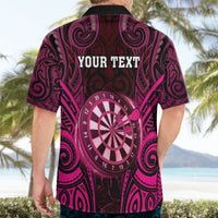 Personalised New Zealand Darts Hawaiian Shirt Pink Dart Board Maori Pattern LT05 - Polynesian Pride