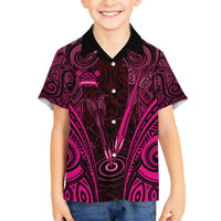 Personalised New Zealand Darts Kid Hawaiian Shirt Pink Dart Board Maori Pattern LT05 Kid Pink - Polynesian Pride