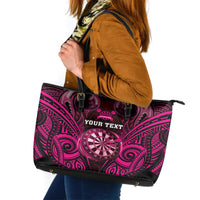 Personalised New Zealand Darts Leather Tote Bag Pink Dart Board Maori Pattern LT05 Pink - Polynesian Pride