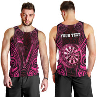 Personalised New Zealand Darts Men Tank Top Pink Dart Board Maori Pattern LT05 - Polynesian Pride