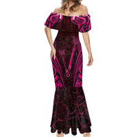 Personalised New Zealand Darts Mermaid Dress Pink Dart Board Maori Pattern LT05 - Polynesian Pride